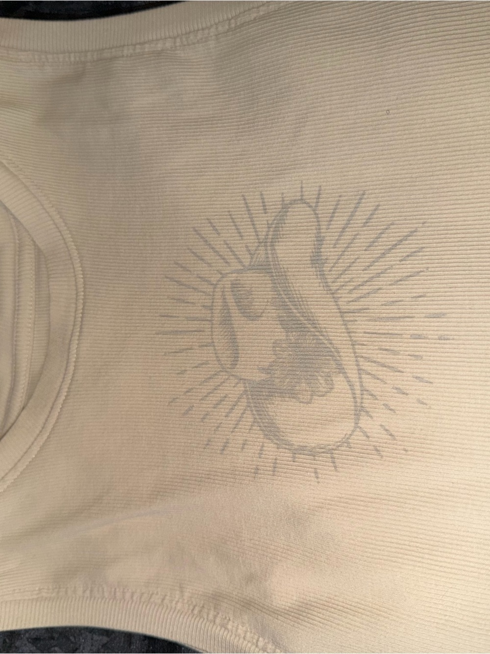 HOBO Cream Ribbed Tank with Subtle Chest Graphic - Picture 2 of 3